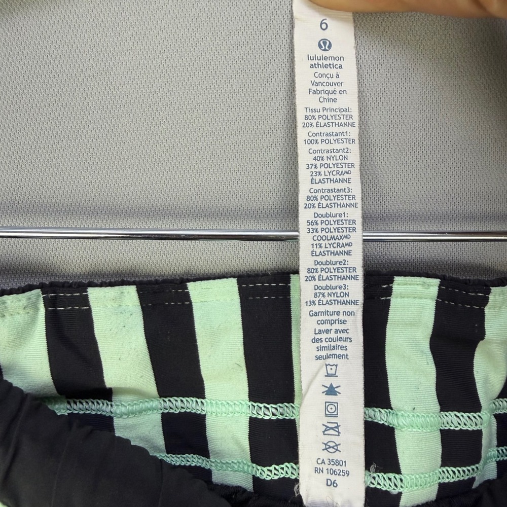 Lululemon Athletica Run Bandit Track Pants Black Mini Hyper Stripe Fresh Teal - Picture 6 of 16